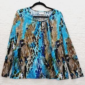 Blouse Blue Mob Wife Leopard Animal Reptile Y2K Witchy Safaricore Edgy Size MP
